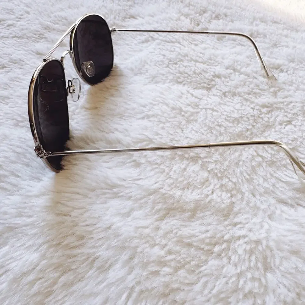 Francine Silver W/ Mirrored Lenses Aviator Sunglasses - Picture 7 of 12
